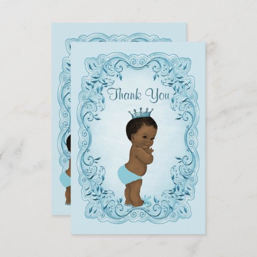 エスニックパーソナライズされたプリンスベビーシャワーありがとう サンキューカード (正面/裏面)