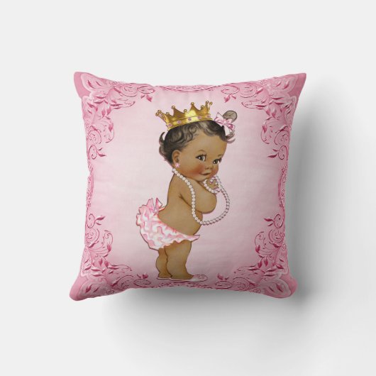 エスニックパーソナライズされたプリンセスグラマラスなピンク クッション (裏面)
