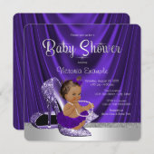 エスニックパープルバレリーナハイヒールシューベビーシャワー 招待状 (正面/裏面)