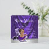 エスニックパープルバレリーナハイヒールシューベビーシャワー 招待状 (スタンド正面)
