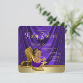 エスニックパープルバレリーナ金ゴールドシューベビーシャワー 招待状 (スタンド正面)
