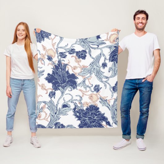 エスニックビクトリアンフローラルパターンヴィンテージデザイン フリースブランケット (インサイチュ)