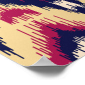 エスニックピンクのブルーイカットシボロンパターン背景T ポスター (角)