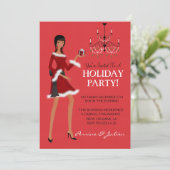 エスニックファッションガールクリスマスグリッターホリデー 招待状 (スタンド正面)