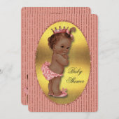 エスニックフェイクプリンセスゴールドフォイルグリッターストライプ 招待状 (正面/裏面)