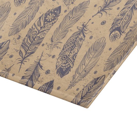 エスニックフェザーの輪郭パターン カッティングボード (角)