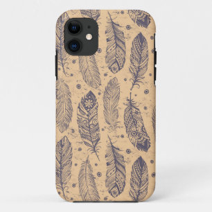 エスニックフェザーの輪郭パターン iPhone 11 ケース