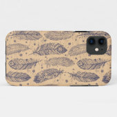 エスニックフェザーの輪郭パターン Case-Mate iPhoneケース (裏面(横))