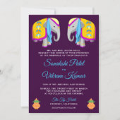 エスニックフォークアートエレファントインディアン結婚式招待状 招待状 (正面)