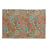 エスニックフォーク抽象芸術フローラルパターンのレトロブラウン 枕カバー (裏面)