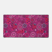 エスニックフォーク抽象芸術フローラルパターンレトロクリムゾン デスクマット (正面)