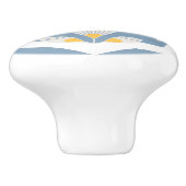 エスニックフラワー幾何学黄色とティール（緑がかった色） セラミックノブ (側面)