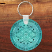 エスニックフローラターコイズグランジ曼荼羅 キーホルダー (正面)
