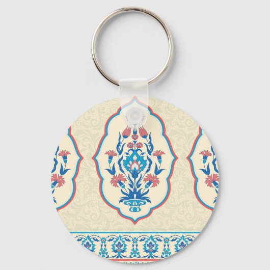 エスニックフローラファブリック：シームレスなエレガンス キーホルダー (正面)