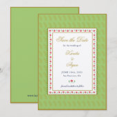 エスニックフローラフレームミントグリーンフォト 招待状 (正面/裏面)
