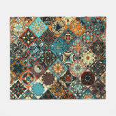 エスニックフローラマンダラシームレスパターン。カラフルm フリースブランケット (正面(横))