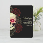 エスニックブラックフローラダークゴシックスカルハロウィーン サンキューカード (スタンド正面)