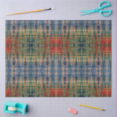 エスニックブルーグリーン絞り染めパタ伝統的ーン 薄葉紙 (クラフト)