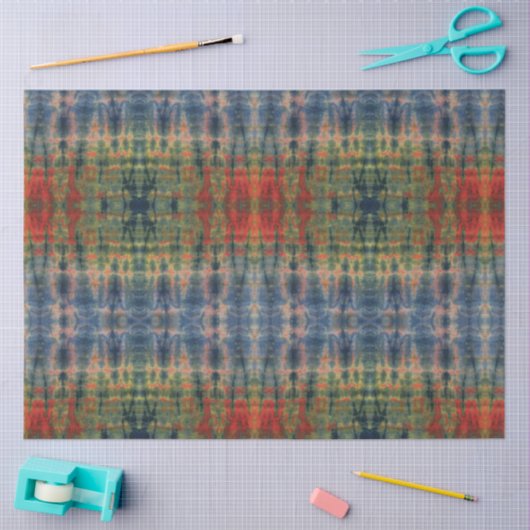 エスニックブルーグリーン絞り染めパタ伝統的ーン 薄葉紙 (クラフト)