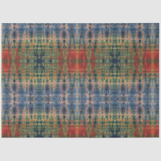 エスニックブルーグリーン絞り染めパタ伝統的ーン 薄葉紙 (正面)