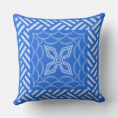 エスニックブルー色のアフリカインスパイアパターン クッション (裏面)