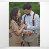 エスニックブルー華美フローラアーチインディアン結婚ズ 三つ折り招待状 (内部中)