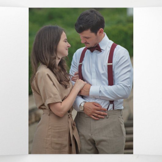 エスニックブルー華美フローラアーチインディアン結婚ズ 三つ折り招待状 (内部中)