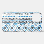 エスニックブルー、白のシームレスな背景。 Case-Mate iPhoneケース (裏面 (横))