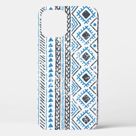 エスニックブルー、白のシームレスな背景。 Case-Mate iPhoneケース (裏面)