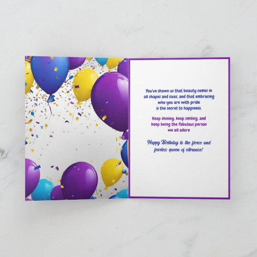 エスニックプラスサイズウーマンとアフロ鮮やか誕生日 カード (内部)