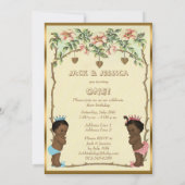 エスニックプリンスアンドプリンセスツイン誕生日 招待状 (裏面)