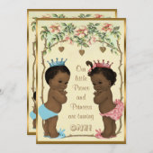 エスニックプリンスアンドプリンセスツイン誕生日 招待状 (正面/裏面)