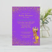 エスニックプリンスパープルと金ゴールド少年の赤ちゃんシャワー 招待状 (スタンド正面)