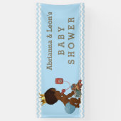 エスニックプリンスフォンベイビーシャワーブルーシェブロン 横断幕 (縦)