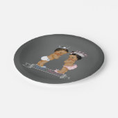 エスニックプリンスプリンセスチョークベビーシャワー ペーパープレート (アングル)