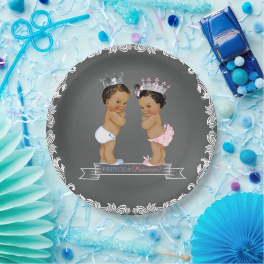 エスニックプリンスプリンセスチョークベビーシャワー ペーパープレート (パーティー)