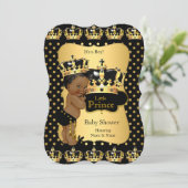 エスニックプリンスベイビーシャワー ブラックゴールドドット 招待状 (スタンド正面)
