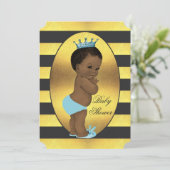 エスニックプリンスベビーシャワフェイクーゴールドフォイルストライプズ 招待状 (スタンド正面)