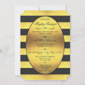 エスニックプリンスベビーシャワフェイクーゴールドフォイルストライプズ 招待状 (裏面)