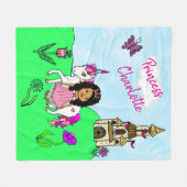 エスニックプリンセスとユニコーン童話 フリースブランケット (正面(横))