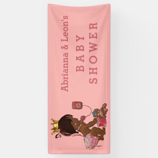 エスニックプリンセスオンフォンパーソナライズされたベビーシャワー 横断幕 (縦)