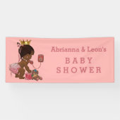 エスニックプリンセスオンフォンパーソナライズされたベビーシャワー 横断幕 (横)