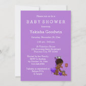 エスニックプリンセスオンフォンパープルベビーシャワー 招待状 (裏面)