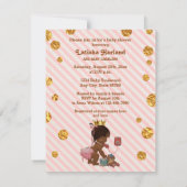 エスニックプリンセスオンフォン金ゴールド紙吹雪ベビーシャワー 招待状 (裏面)