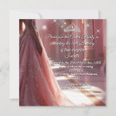 エスニックプリンセススウィート16バースデーパーティーピンク 招待状 (裏面)