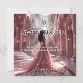 エスニックプリンセススウィート16バースデーパーティーピンク 招待状 (正面)