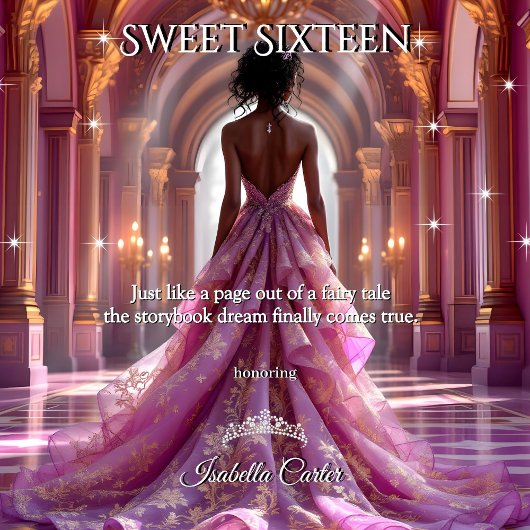 エスニックプリンセススウィート16誕生日ピンクパープル 招待状