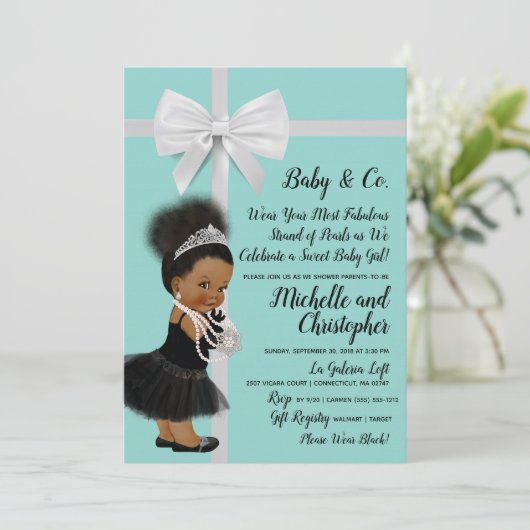 エスニックプリンセスターコイズブルーベビーシャワー 招待状 (スタンド正面)