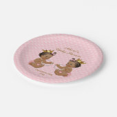 エスニックプリンセスツインズキルティッドピンクベイビーシャワー ペーパープレート (アングル)
