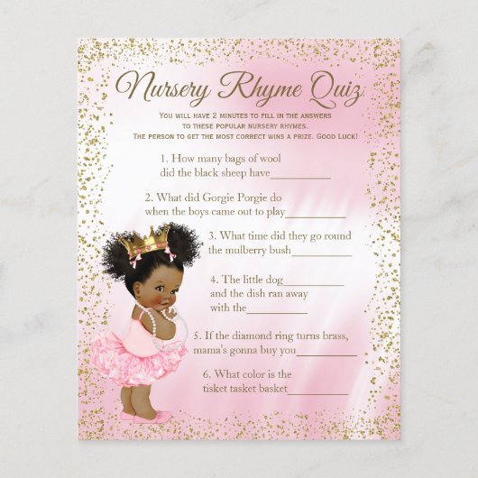 エスニックプリンセスツチュガールベビーシャワーゲーム (裏面)